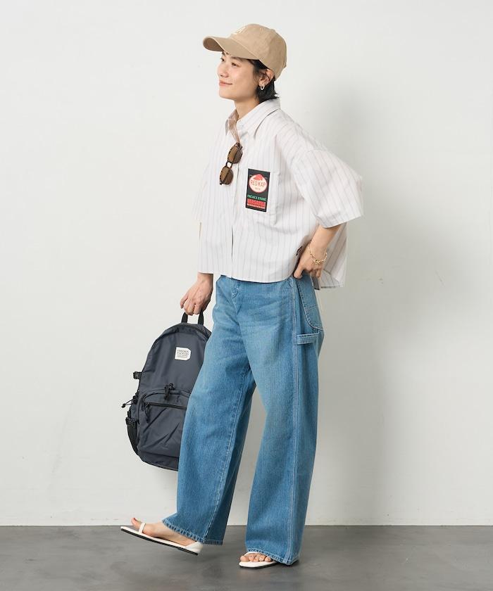 聯名 條紋 後蝴蝶結 短袖襯衫