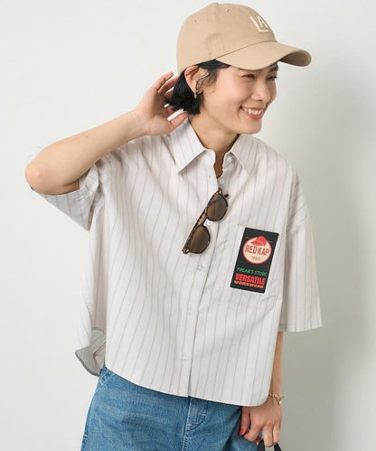 聯名 條紋 後蝴蝶結 短袖襯衫