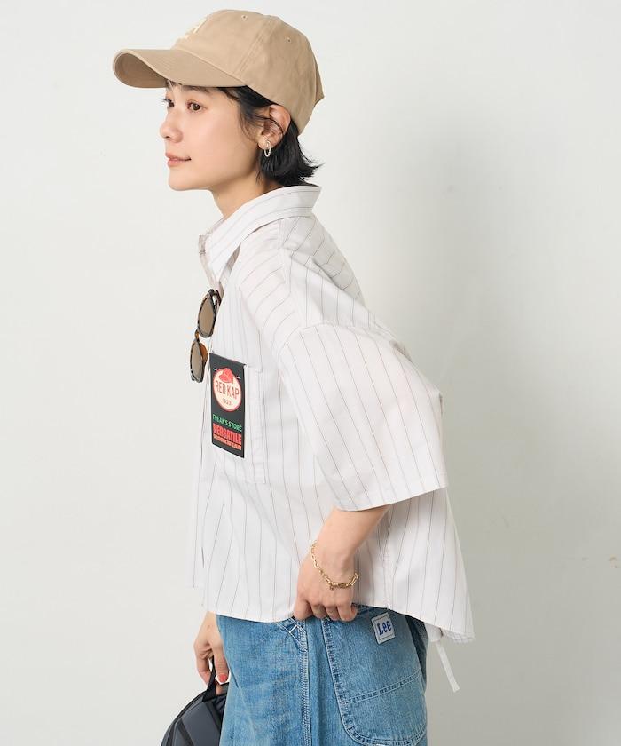 聯名 條紋 後蝴蝶結 短袖襯衫