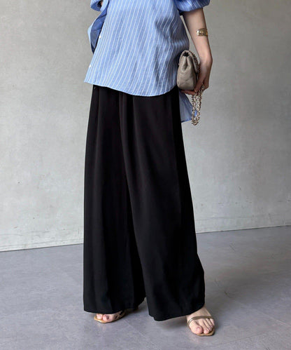 天絲斜紋鬆緊休閒褲