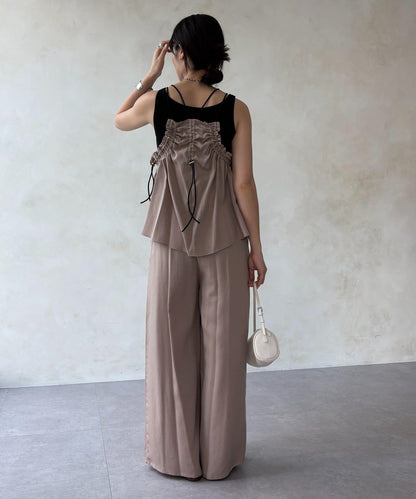 天絲斜紋鬆緊休閒褲