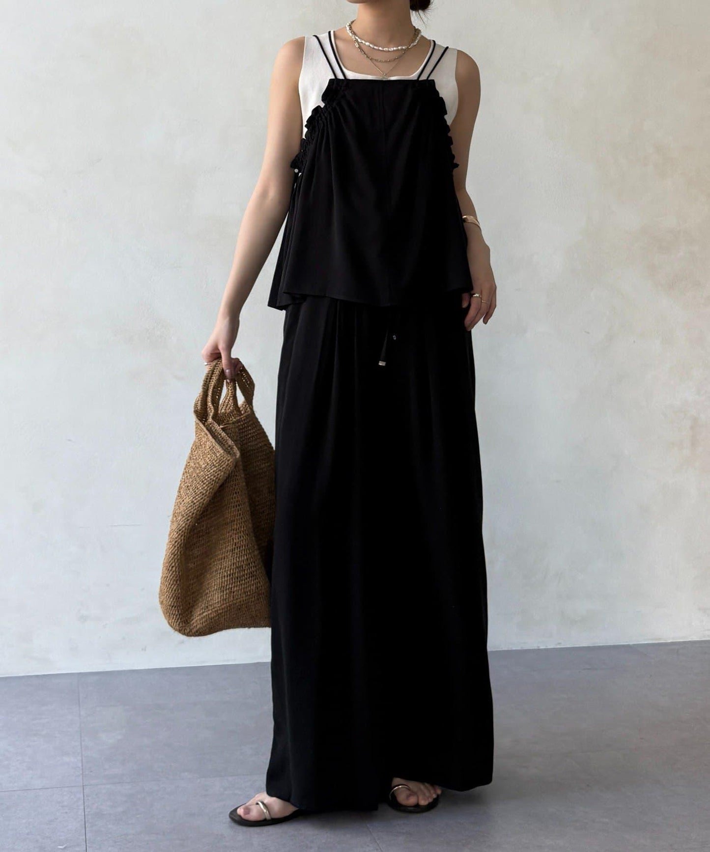 天絲斜紋鬆緊休閒褲