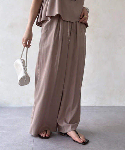 天絲斜紋鬆緊休閒褲