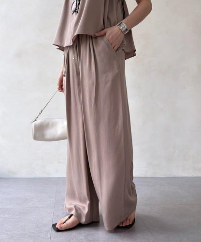 天絲斜紋鬆緊休閒褲