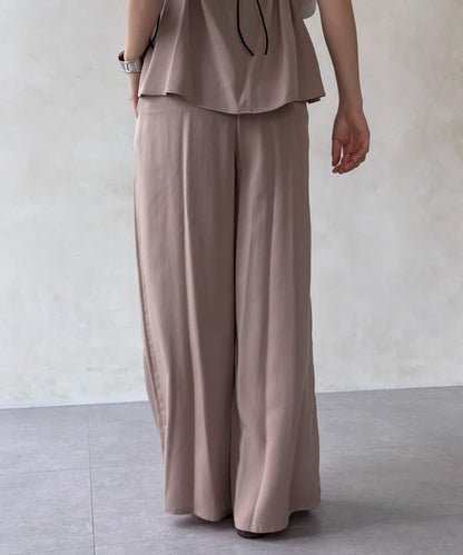 天絲斜紋鬆緊休閒褲