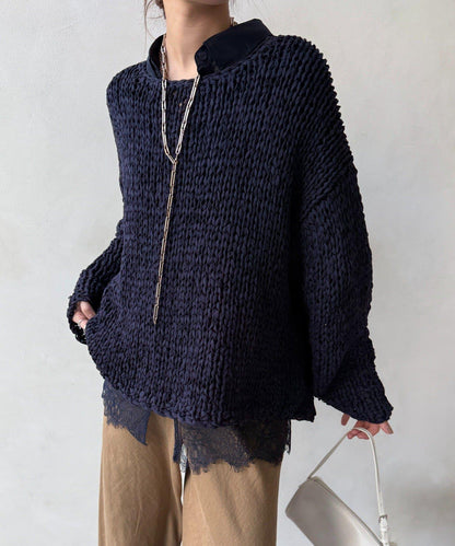 下襬蕾絲拼接 透紗襯衫