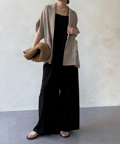 天絲斜紋荷葉邊吊帶上衣