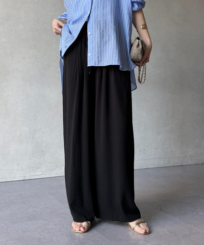 天絲斜紋鬆緊休閒褲