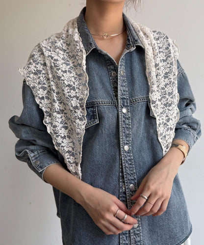 蕾絲磁扣設計圍巾