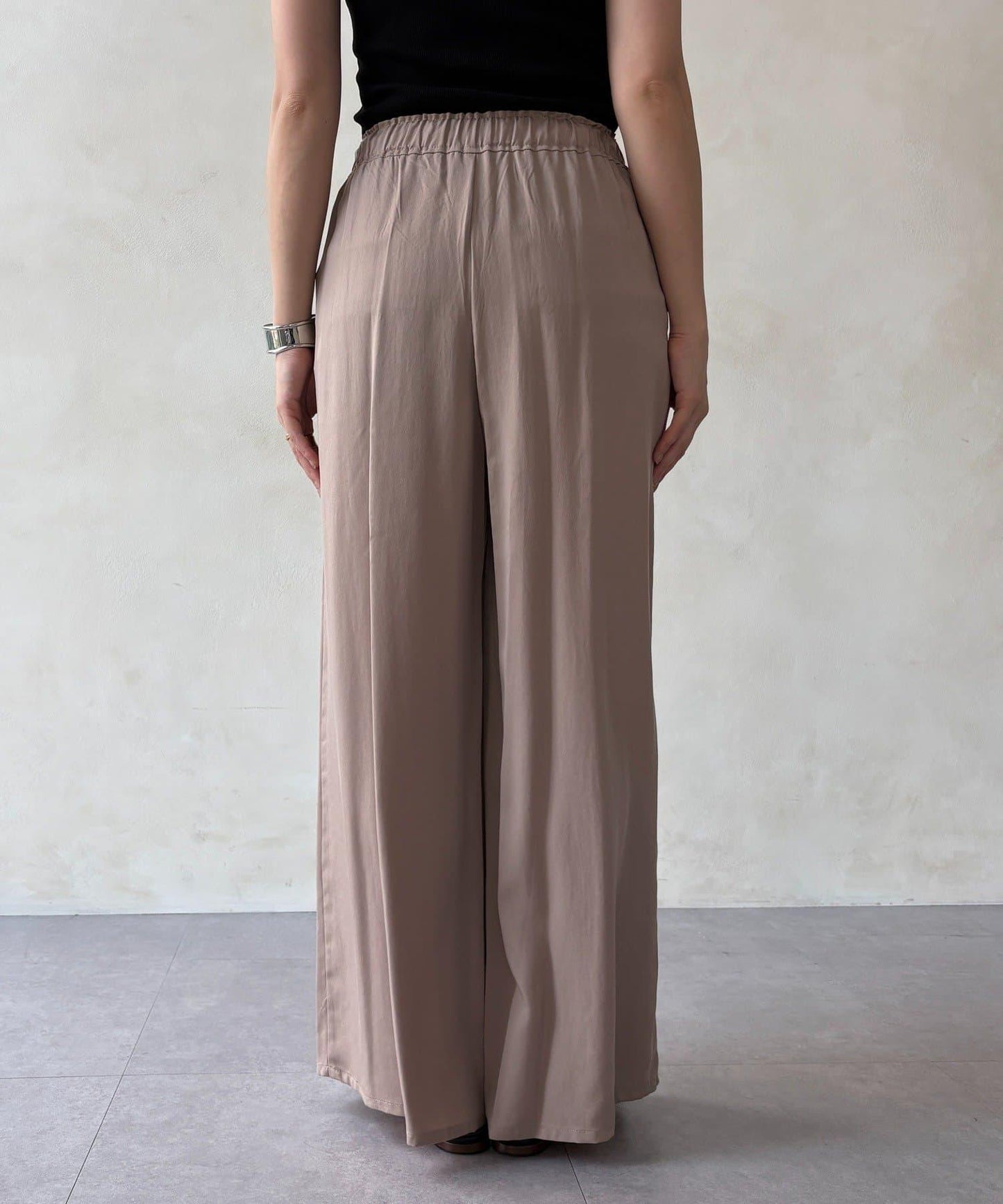 天絲斜紋鬆緊休閒褲