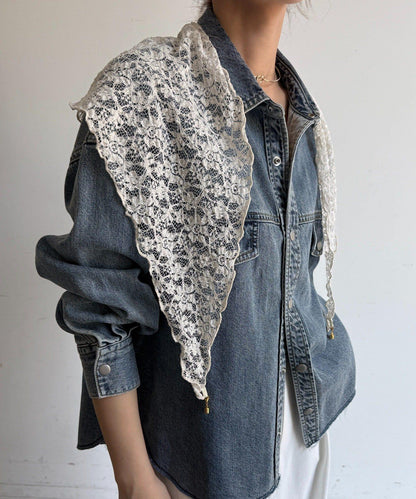 蕾絲磁扣設計圍巾