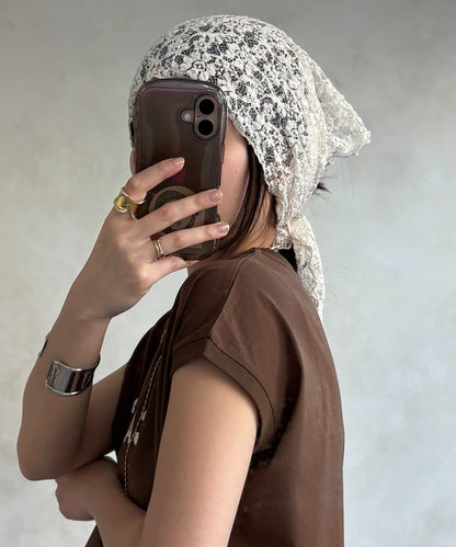 蕾絲磁扣設計圍巾