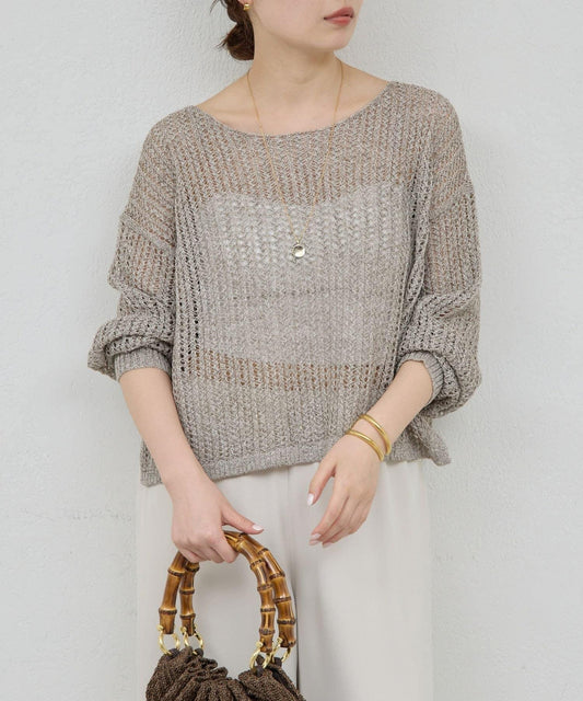 蕾絲網眼針織上衣