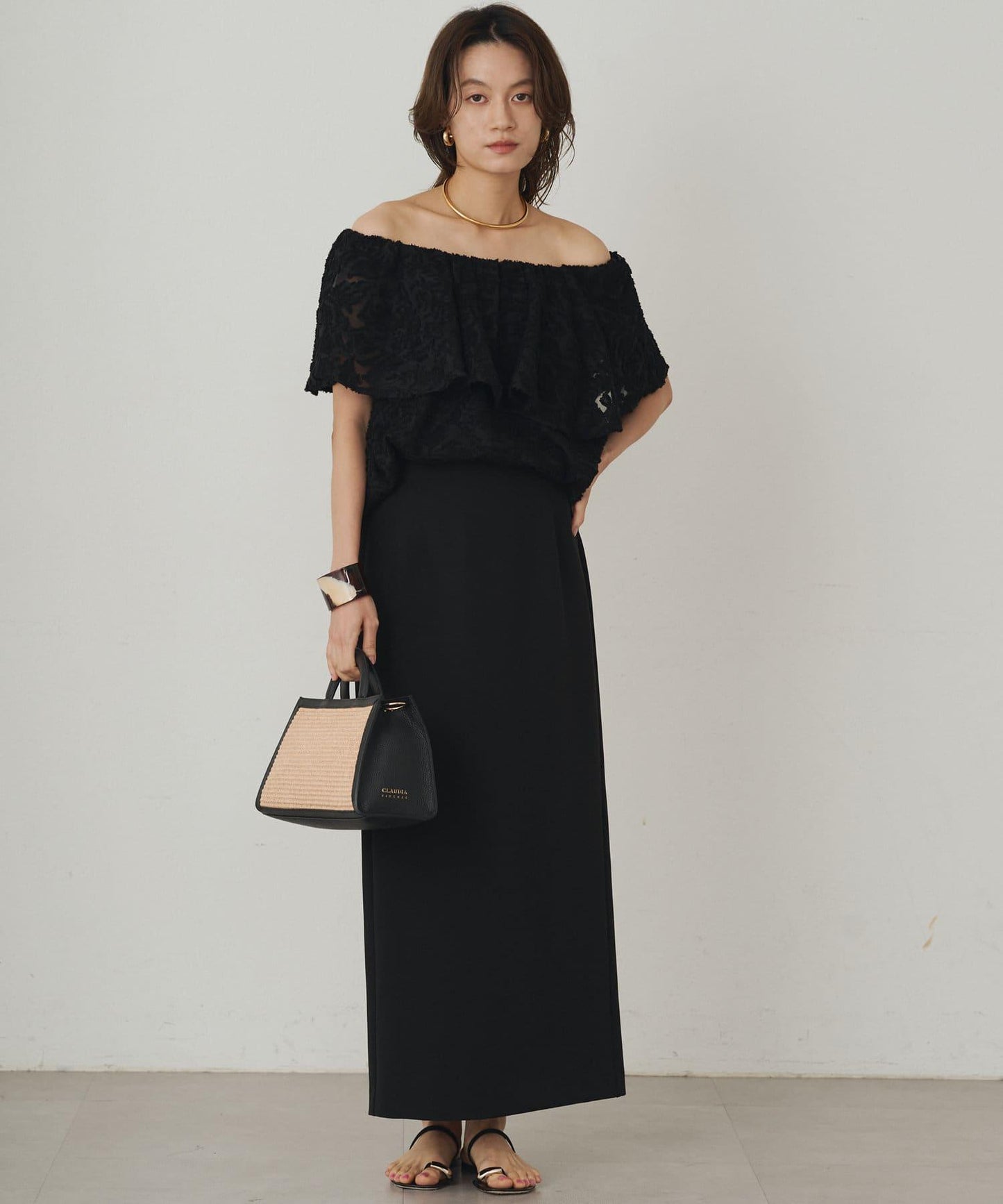 Loungedress 荷葉邊一字肩2WAY襯衫