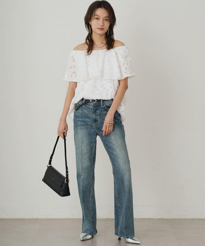Loungedress 荷葉邊一字肩2WAY襯衫