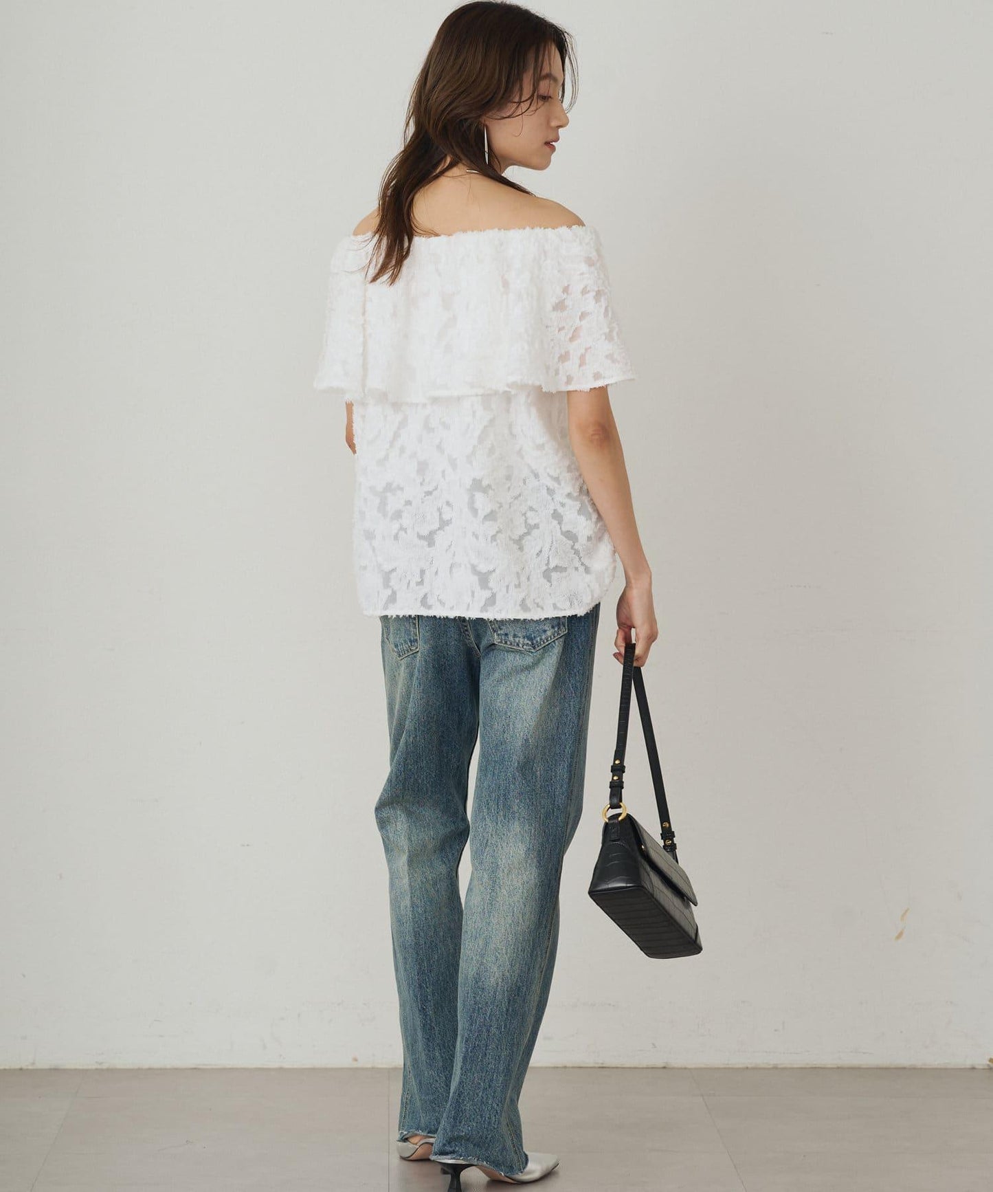 Loungedress 荷葉邊一字肩2WAY襯衫