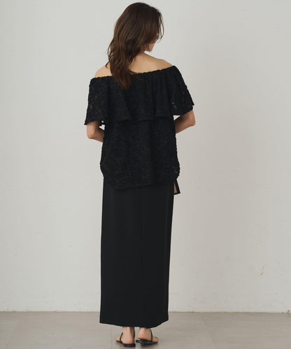 Loungedress 荷葉邊一字肩2WAY襯衫