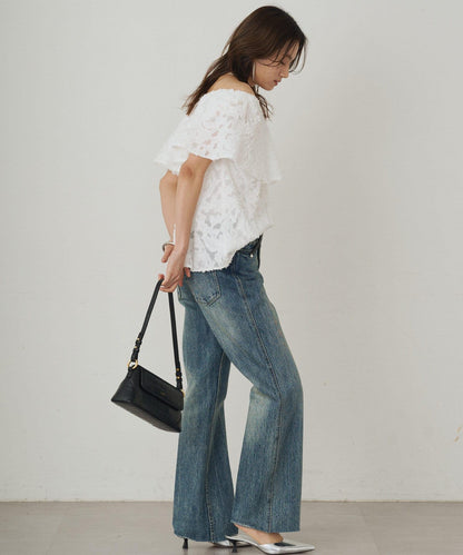 Loungedress 荷葉邊一字肩2WAY襯衫