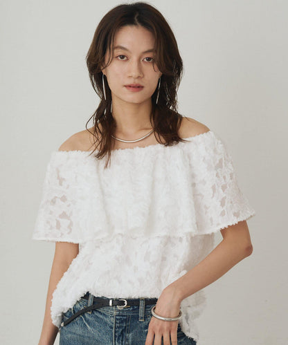 Loungedress 荷葉邊一字肩2WAY襯衫