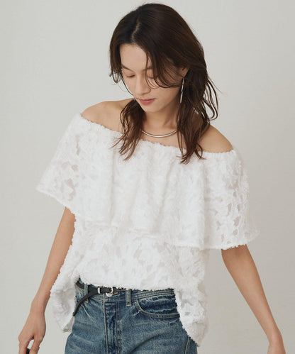 Loungedress 荷葉邊一字肩2WAY襯衫