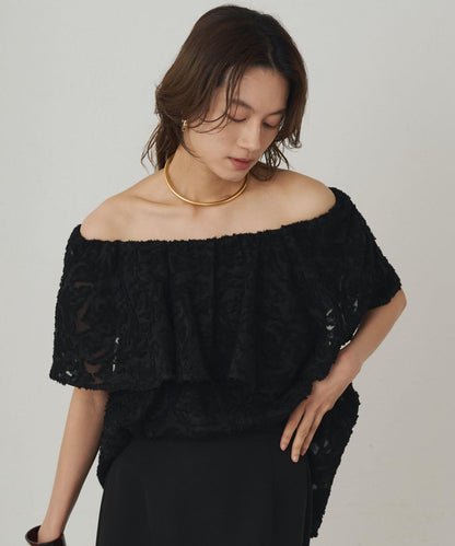Loungedress 荷葉邊一字肩2WAY襯衫