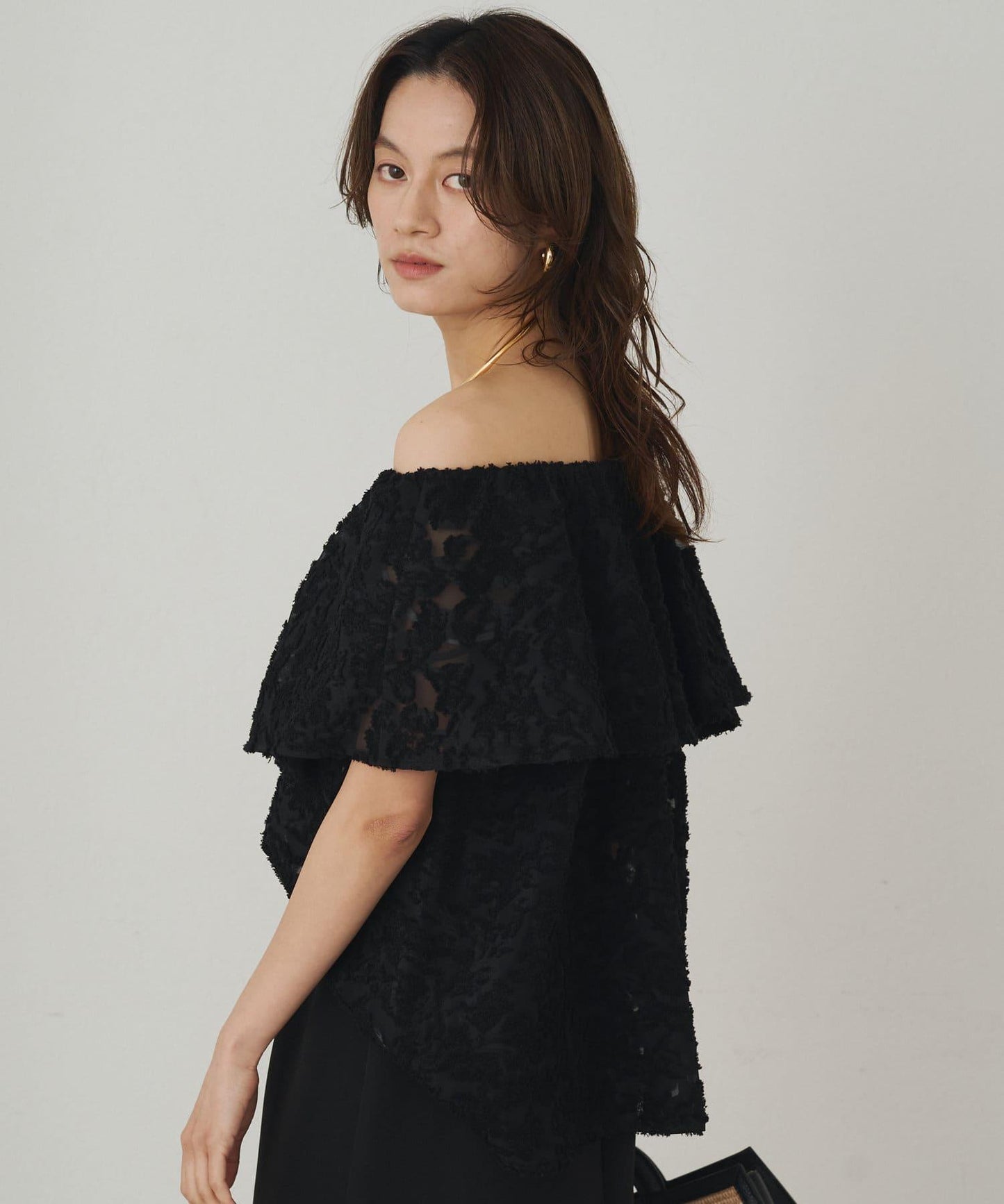 Loungedress 荷葉邊一字肩2WAY襯衫