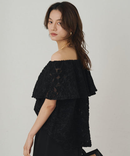 Loungedress 荷葉邊一字肩2WAY襯衫