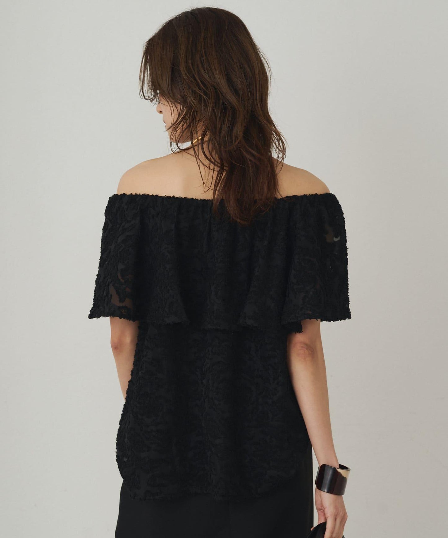 Loungedress 荷葉邊一字肩2WAY襯衫