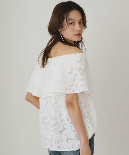 Loungedress 荷葉邊一字肩2WAY襯衫