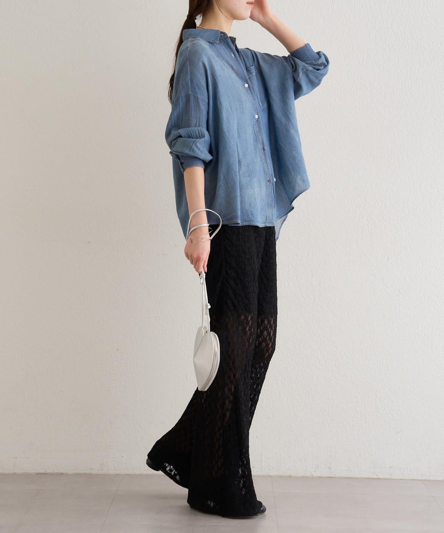 清透牛仔設計 透感面料 襯衫