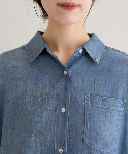 清透牛仔設計 透感面料 襯衫