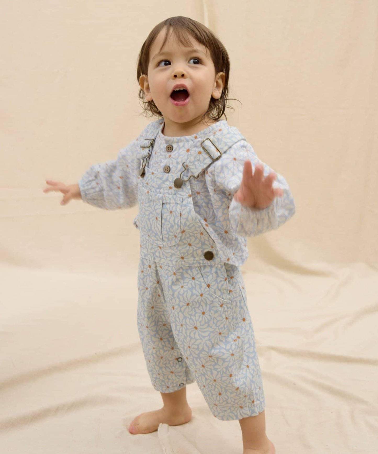 KIDS Qinn 純色帆布揹帶褲