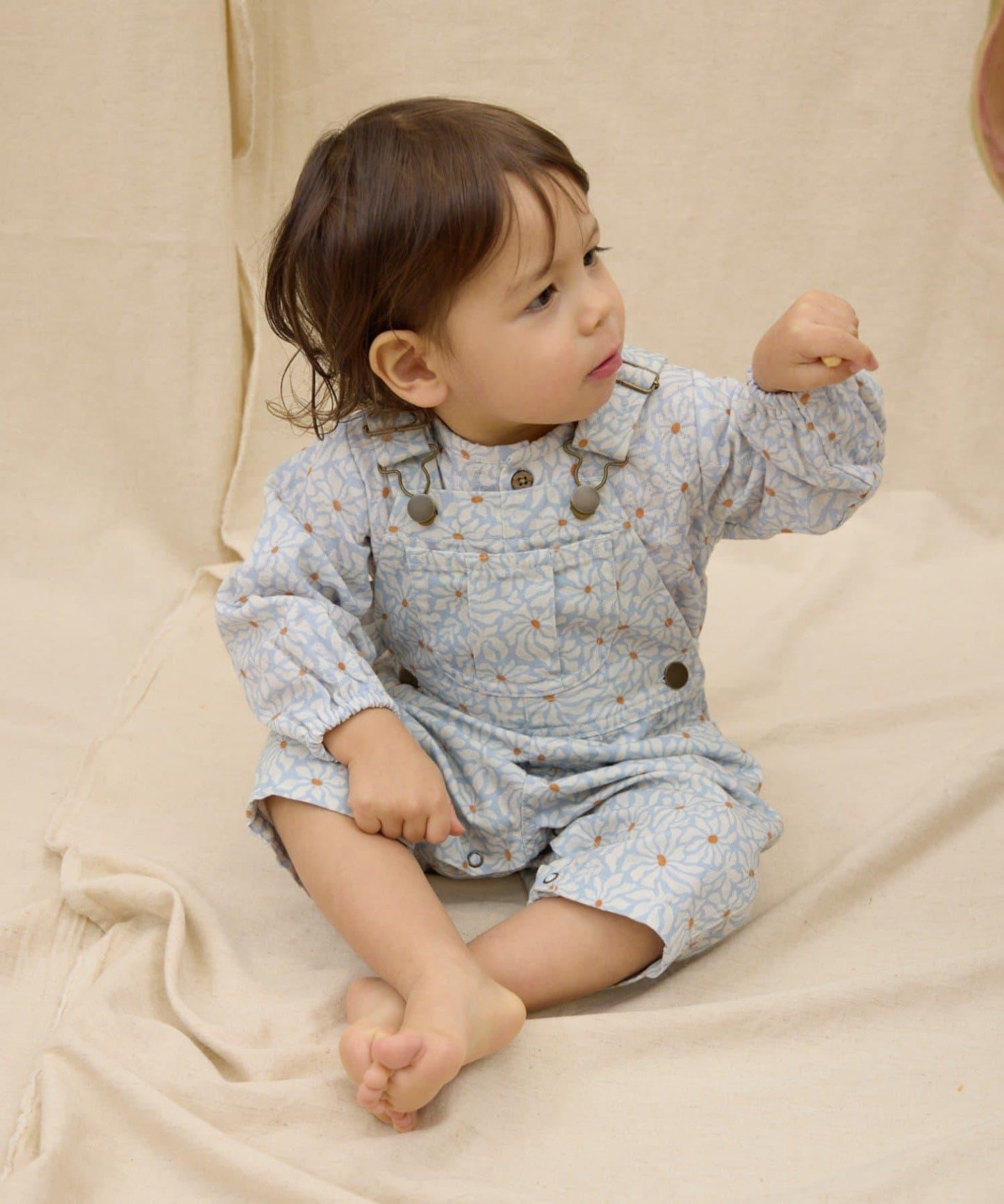 KIDS Qinn 純色帆布揹帶褲