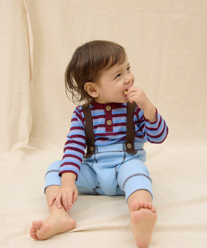 KIDS Qinn 拼色帶吊帶羅紋褲
