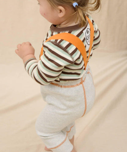 KIDS Qinn 拼色帶吊帶羅紋褲