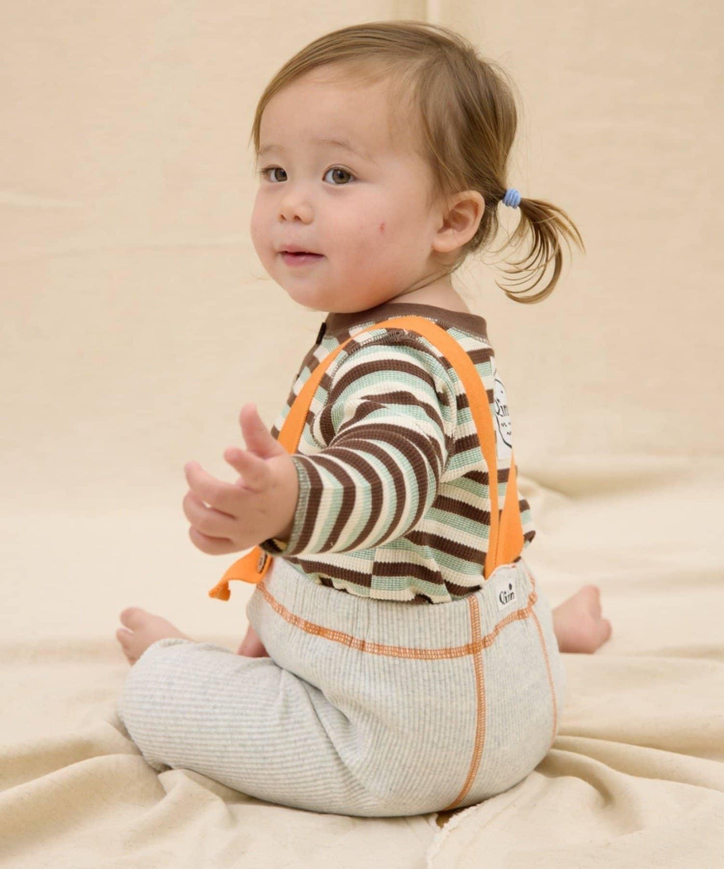 KIDS Qinn 拼色帶吊帶羅紋褲