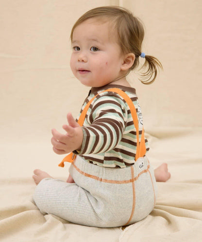 KIDS Qinn 拼色帶吊帶羅紋褲