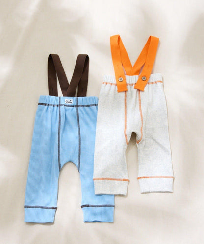KIDS Qinn 拼色帶吊帶羅紋褲