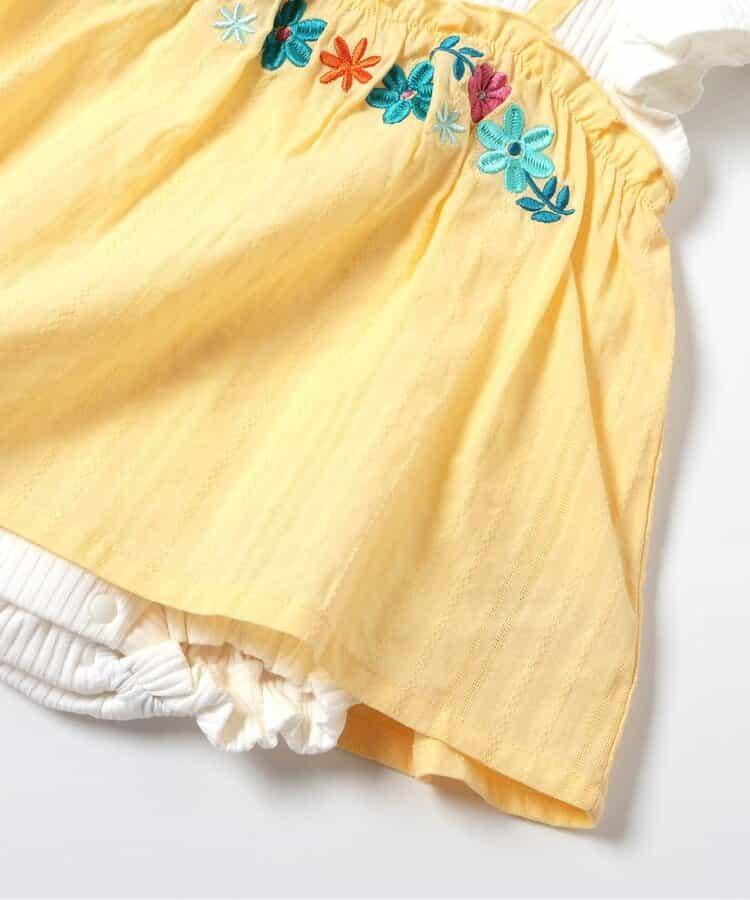 花刺繡吊帶拼接連體衣