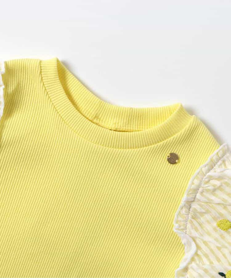 袖部刺繡 透紗袖 T恤