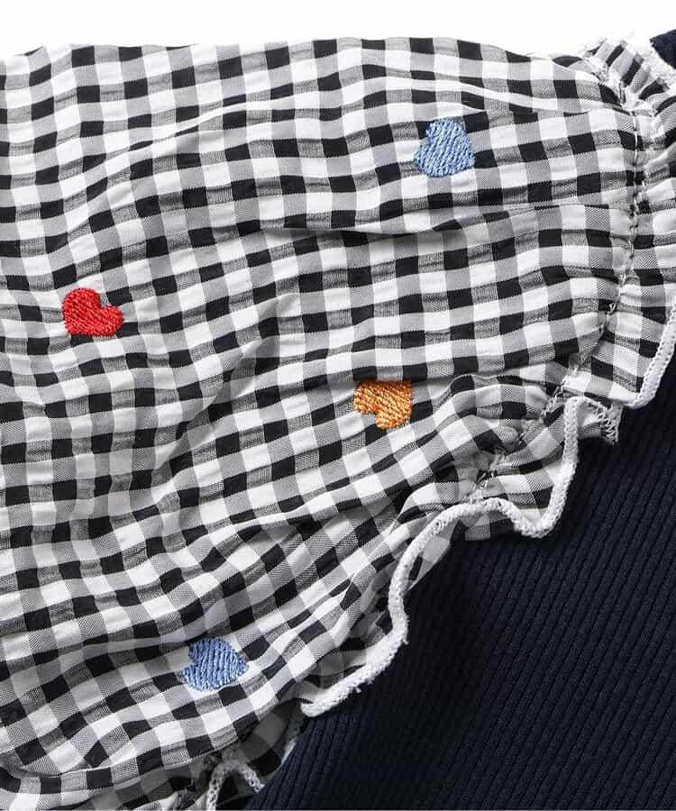 袖部刺繡 透紗袖 T恤