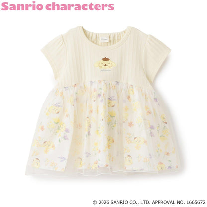 サンリオキャラクターズ（Sanrio角色） 花卉圖案網紗拼接T恤