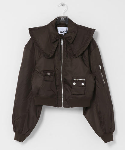 GANNI DUCHESSE NYLON BOMBER JACKET 飛行夾克