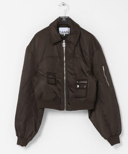 GANNI DUCHESSE NYLON BOMBER JACKET 飛行夾克