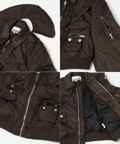 GANNI DUCHESSE NYLON BOMBER JACKET 飛行夾克