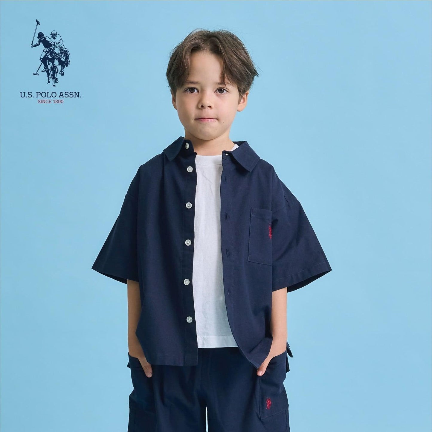 U.S. POLO ASSN. 可成套搭配 寬鬆短袖襯衫