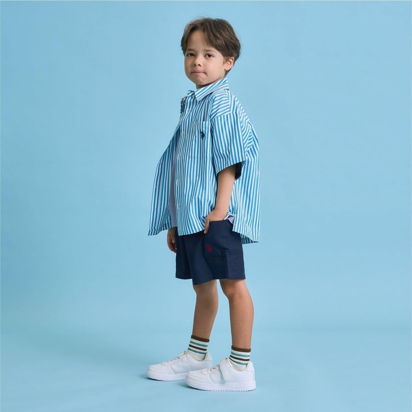 U.S. POLO ASSN. 可成套搭配 寬鬆短袖襯衫
