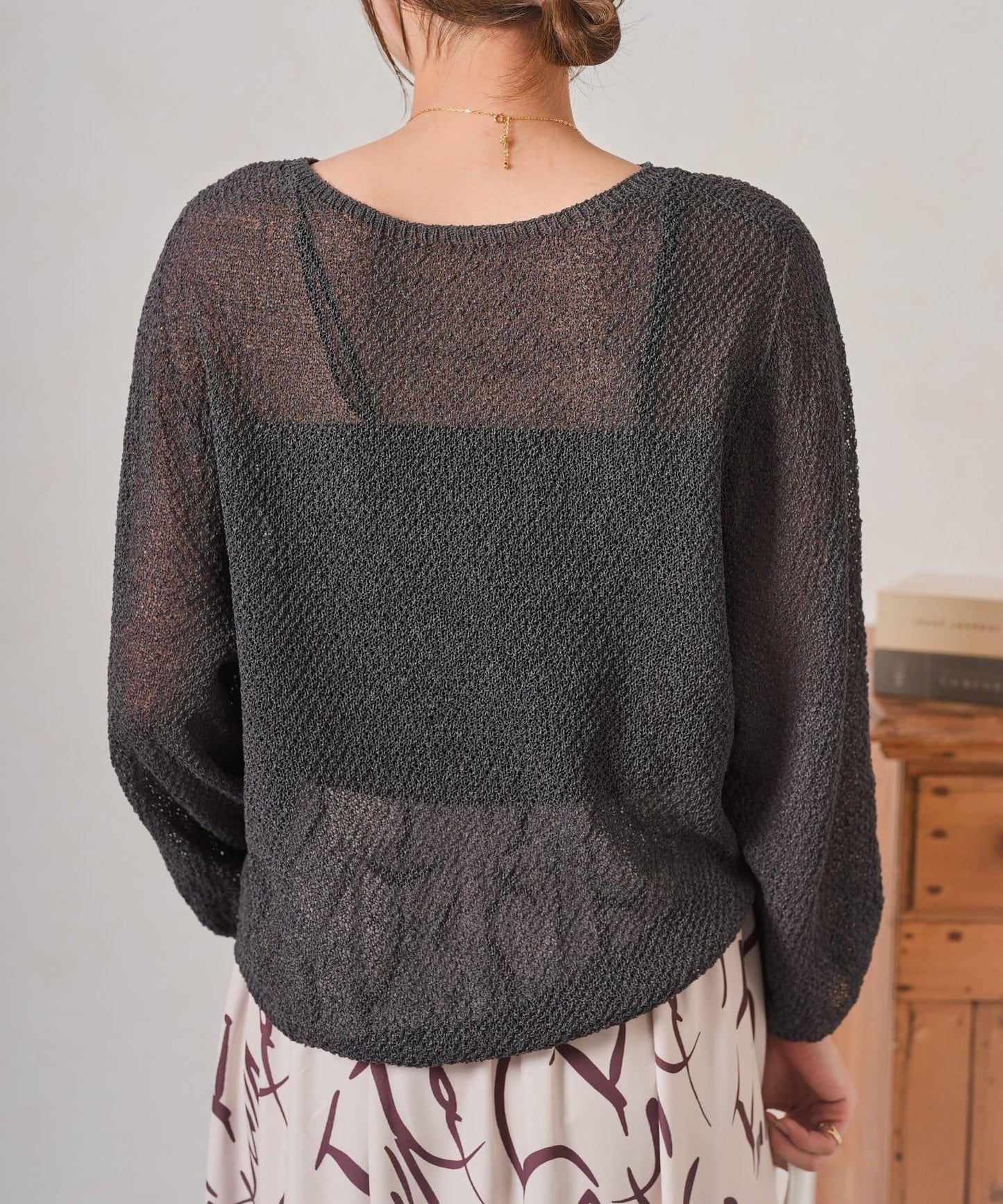 紙紗寬鬆針織上衣