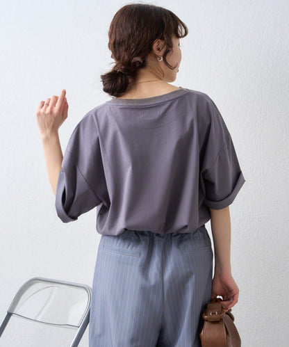 歐根紗透視拼接印花T恤