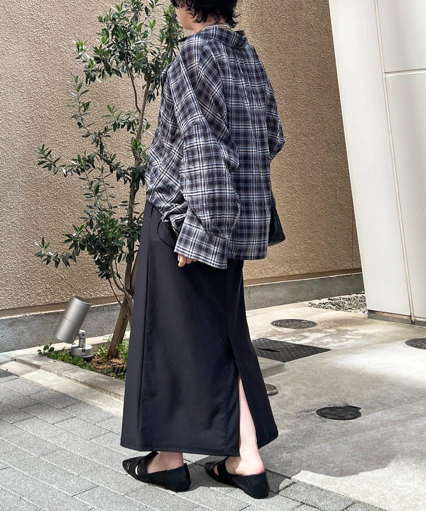 短款格紋襯衫